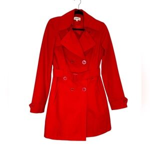 Vintage Ladies’ Trench Coat Red Midlength Belted Size 4